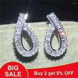 Stud Earrings Fashion Princess Cut Earrring Zircon Cz 925 Sterling Silver Engagement Wedding For Women Men Jewellery