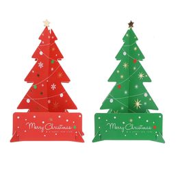 10PC Greeting Cards 3D Christmas Tree Greeting Card Birthday Greeting Card 231115