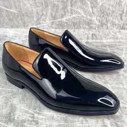 Classic Men Formal Shoes Patent Leather Dress Shoes Loafer Toe Fashion Comfortable Wedding Party Shoe Big Size With Box NO494