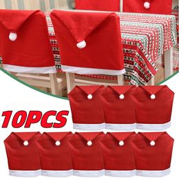 Party Hats 1-10PCS Santa Hat Chair Cover Christmas Table Decoration Santa Hat Home Decoration Christmas Gifts 231114