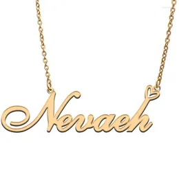 Pendant Necklaces Nevaeh Love Heart Name Necklace Personalized Gold Plated Stainless Steel Collar For Women Girls Friends Birthday Wedding