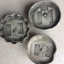 Decorative Figurines 1pcs Randomly Send Chinese Antique Collection Rotundity Silver Bar Ingot Family Decoration Metal Handicraft