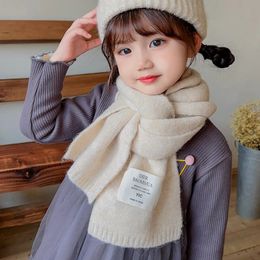 Scarves Wraps Winter Children Solid Colour Soft Knitting Wool Blend Thermal Scarf Boys Girls Lovely Outdoor Warmer Scarf Kids Baby Accessories 231115