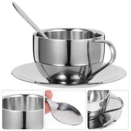 Dinnerware Sets Coffee Cup Stainless Steel Tea Kit Cutlery Set Saucer Metal Mug Cups With Saucers