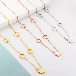 Pendant Necklaces In Stainless Steel Necklace Lucky Clover Flower Pendants For Women Hollow Out Korean Fashion Jewelry Gifts