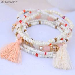 Tassel Charm Multicolors Beads Bracelets Set Women Layers Stone Bracelet Bangles Factory price R231115