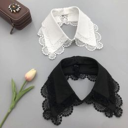 Bow Ties Girls Lace Floral Fake Collars For Women Vintage Black White Shirt Sweater Detachable Faux Removable Clothing Accessory