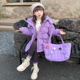 Down Coat Girls Snowsuit Winter Cotton Jacket 4 6 8 10 14 Years Thicken Warm Parka Teen Kids Fashion Long Style Baby Hooded