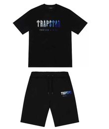 Mens Trapstar t Shirt Short Sleeve Print Outfit Chenille Tracksuit Black Cotton London Streetwear Classic design 90ess
