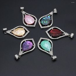 Pendant Necklaces Abalone White Shell Natural Drop Alloy Crafts Jewellery MakingDIY Retro Necklace Accessories Charm Gift Party Decor30x50mm