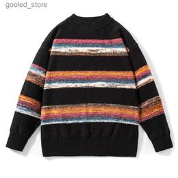 Men's Sweaters High End Luxury Wool Sweater Men 2023 New Winter Fashion Striped Mens Sweaters Thermal Pullovers Man Soft Warm Pull Homme Hiver Q231115