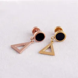 Stud Earrings Fashion Women Men Punk Colour Gold Black Stainless Steel Round Oil Barbell Hollow Triang Brincos Jewellery