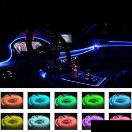 Other Car Lights Led Strips Interior Ambient Strip Rgb Fibre Optic Atmosphere Neon Lighting Kit W/ App Remote Control Decorative Lam Dhrvm