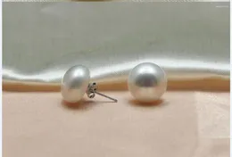 Dangle Earrings PAIR 10-11MM NATURAL SOUTH SEA GENUINE WHITE FLAT BOTTOM PEARL STUD EARRING For Women