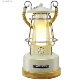 Camping Lantern VN Retro Handle Camping Lantern Rechargeable Dimmable LED Vintage Lanterns Battery Powered Waterproof LED Retro Camping Lights Q231116