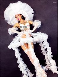 Stage Wear Party Costumes White Bars Nightclubs Show Dance Catwalk Muscial Festival Outfit