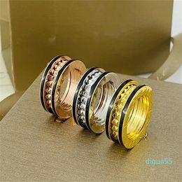 3color 18K Gold Plated Brand Letter Band Rings for Men Women Stainless Designer Crystal Metal Ring Jewellery