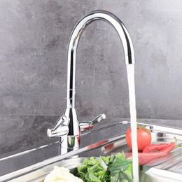 Kitchen Faucets British-style Copper Alloy Taper Double-handle Sink Faucet Swivel And Cold Mixing Blacke