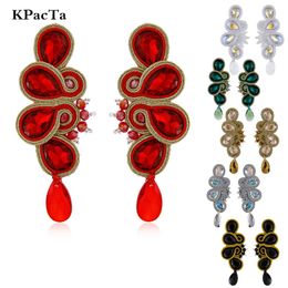 Stud KPacTa Trend luxury Earring Handmade Weaving Soutache Earrings Crystal Pendant Earring For Women Gifts for year christmas 231115