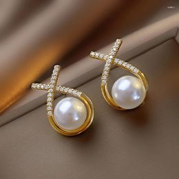 Stud Earrings 2023 Light Luxury Crystal Pearl For Women Fashion Personality Sweet Unique Wedding Jewelry Birthday Gift