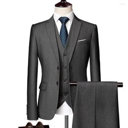 Men's Suits (Blazer Pants Vest) Classic Men Slim Wedding Groom Wear Male Business Casual 3 Piece Suit Trousers Gentlemen M-6XL