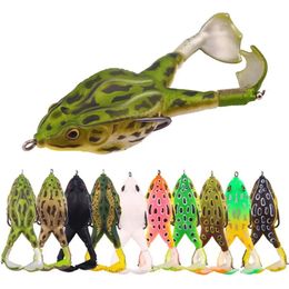 Fishing Hooks Frog Lure Double Propeller Legs Silicone Soft Baits 13.6g 16.6g Topwater Wobblers Artificial Bait For Bass Catfish Tools 231115
