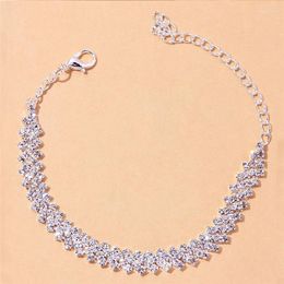 Anklets Shining Cubic Zirconia Chain Anklet For Women Fashion Silver Colour Ankle Bracelet Barefoot Sandals Foot Jewellery Leg