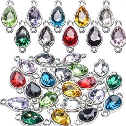 Pendant Necklaces 20pcs 10 Colors Rhinestone Drop Charms Connectors Alloy Teardrop Shape Pendants Links For DIY Necklace Bracelet Jewelry