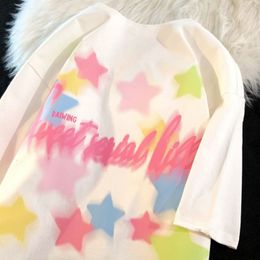 Women's T-Shirt Colored stars cartoon printing y2k tops women short-sleeved O-neck summer couple wear short-sleeved T-shirt women trend harajuku 230414