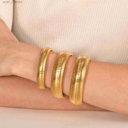 Chain Dainty Stretch Link Chain Bracelets for Women Girls 12MM 18MM Fashion Stainless Steel Flexible Wristband Bracelet Gift JewelryL231115