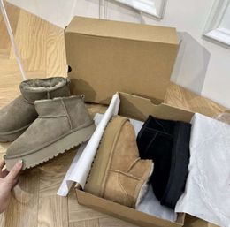 Designer Classic Ultra Mini Boots Snow Boot Platform Women Men Fur Sheepskin Tasman Tazz Chestnut Sand Mustard Seed Beige Driftwood Australian Winter Ankle shoe eri