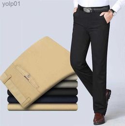 Men's Jackets Spring Autumn Middle-aged Casual Trousers Men's Straight Slacks High Waists Dad's Thin Thick Breathable Cotton Suit PantsL231115