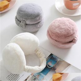 Berets Foldable Earmuffs Warm Womens Winter Lovely Fashion Solid Color Plush Cold Proof Drop Delivery Accessories Hats Scarve Dhgarden Dhanw