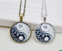 Pendant Necklaces Black White Gothic Yin Yang Necklace Glass Cabochon Choker Statement For Women Jewellery Gifts