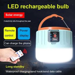 Camping Lantern Outdoor Camping Home Emergency LED Bulb Lamp Portable Lantern Bulb USB Rechargeable Light Remote Control Solar Charge Lantern Q231116
