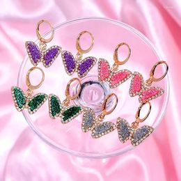 Dangle Earrings Flatfoosie Korea Gold Silver Color Shining Butterfly Drop Cute Acrylic Insect Girls Fashion Statement Jewelry