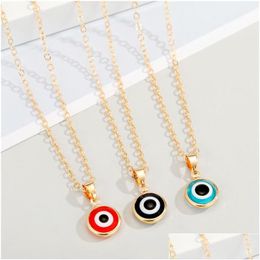 Pendant Necklaces Voleaf Gold-Plated Turkish Devils Eyes Necklace Blue Evil Eye Pendant For Women Relius Jewelry Vne127 Drop Delivery Dhgcs