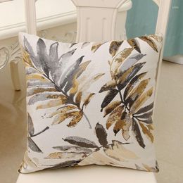 Pillow Polyester Jacquard Leaves Case Sofa Office Back Braided Cover Coussin Cojines Decorative 45x45cm Square