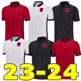 New Albania National Team 23 24UZUNI Men's Football Jersey HYSAJ LENJANI ABRASHI RAMADANI Home Red Away White No. 3 Black Football Jersey