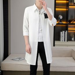 Men's Trench Coats Men's Spring Fashion Long Jackets Streetwear Casual Solid Loose Windbreakers Autumn Size 4XL-M