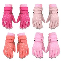 Cycling Gloves Baby Girls Snow Snowboard Thicken Warm Waterproof Children Skiing Gloves Outdoor Sports Mittens Ski Kids Cycling Gloves 231114