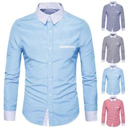 Men's T Shirts Men's Autumn And Winter Casual Striped Contrast Colour Lapel Long-sleeved Fashion Tops Vintage 3D Print Camisa Ethnic