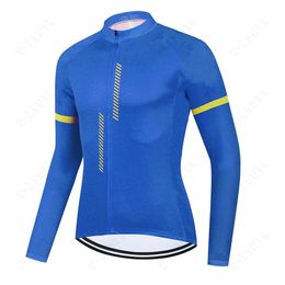 Cycling Shirts Tops Mens Jersey Blue Long Sleeve Bicycle Clothing Pro Team Shirt Mountain Bike Wear Autumn Cycle Clothes 231115