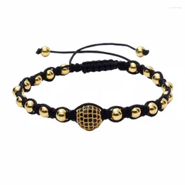 Charm Bracelets Classic 12MM Black/Blue CZ Ball Beads 6MM Copper Black Rope Knots Macrame Men Women Accessories Jewellery