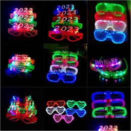 Other Festive & Party Supplies Party Led Glasses Glow In The Dark Halloween Christmas Wedding Carnival Birthday Props Accessory Neon F Dhnab