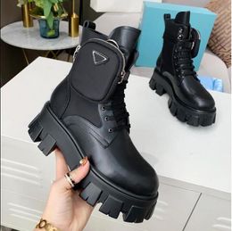 Designer botas de luxo homens mulheres sapatos plataforma base fina conforto em relevo couro patente mules cobre triplo preto rosa marfim inverno moda botas tamanho 35-41