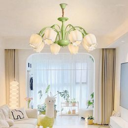 Chandeliers Simple Pastoral Style Living Room Ceiling Lamp Modern Flower Bedroom Dining Study Chandelier Creativity Indoor Decoration Lamps