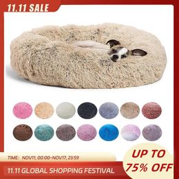 kennels pens Super Soft Dog Bed Plush Cat Mat Dog Beds For Large Dogs Bed Labradors House Round Cushion Pet Product Accessories 231114