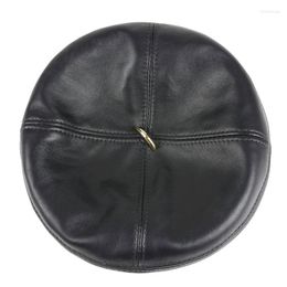 Berets 2023 Beret Hats For Womens Genuine Leather Spring Autumn Flat Cap Gorras Female Real Sheepskin Hat