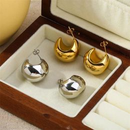 Stud Earrings Gold Silver Color Ball Semi-Circle Thick C-Shaped Hollow Minimalist Retro Irregular Orb Studs Chic For Women Jewelry